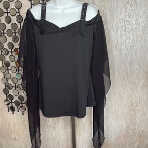 Goth fairy core  Black Off-Shoulder Blouse